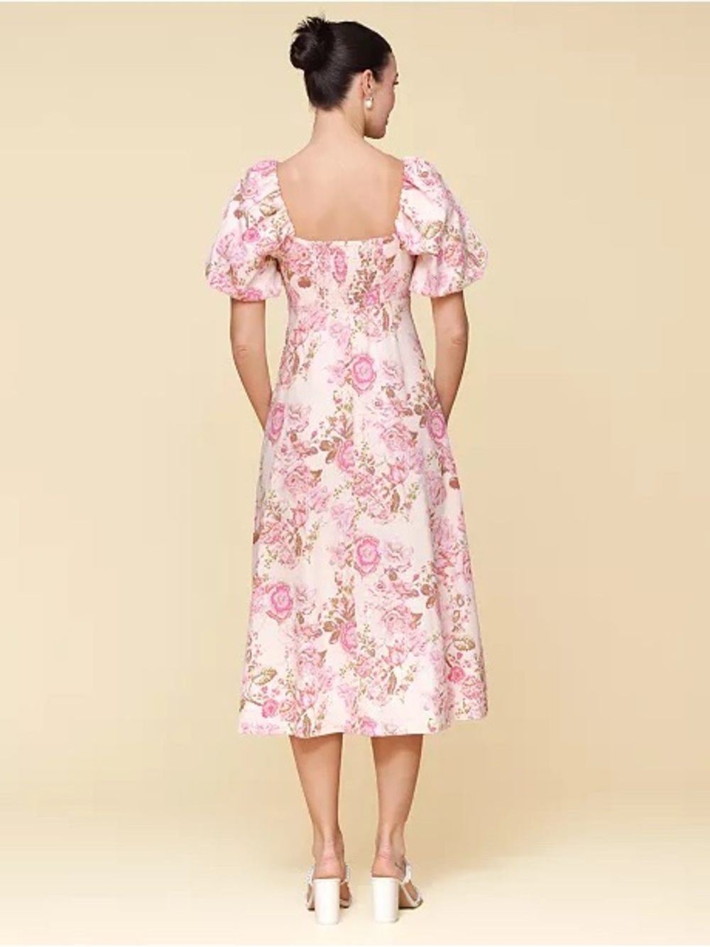 Avec Les Filles Floral Puff Sleeve Dress - Picture 4 of 6